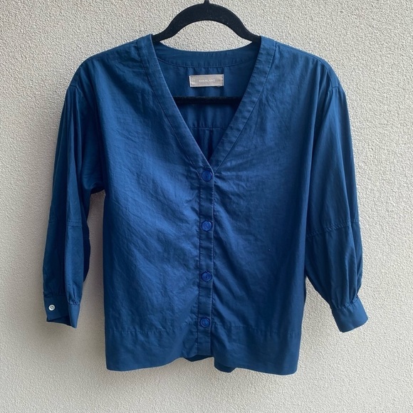 Everlane Silky Cotton Lantern Button down Blouse - Picture 1 of 6